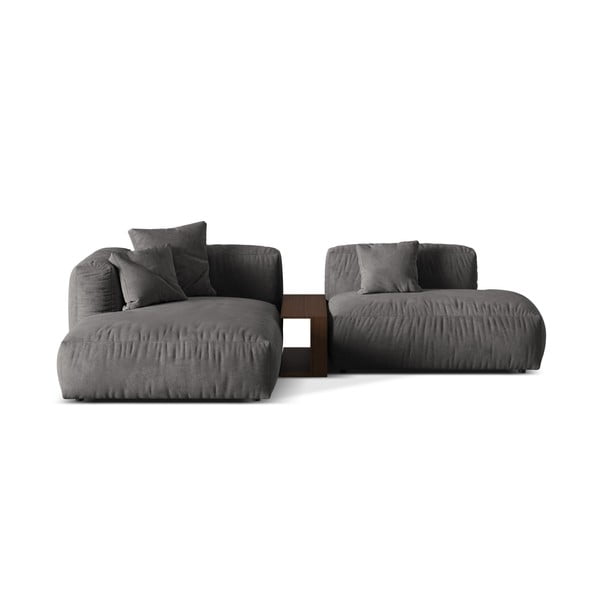 Sivá zamatová modulárna rohová pohovka (ľavý roh/s leňoškou) Martina – Micadoni