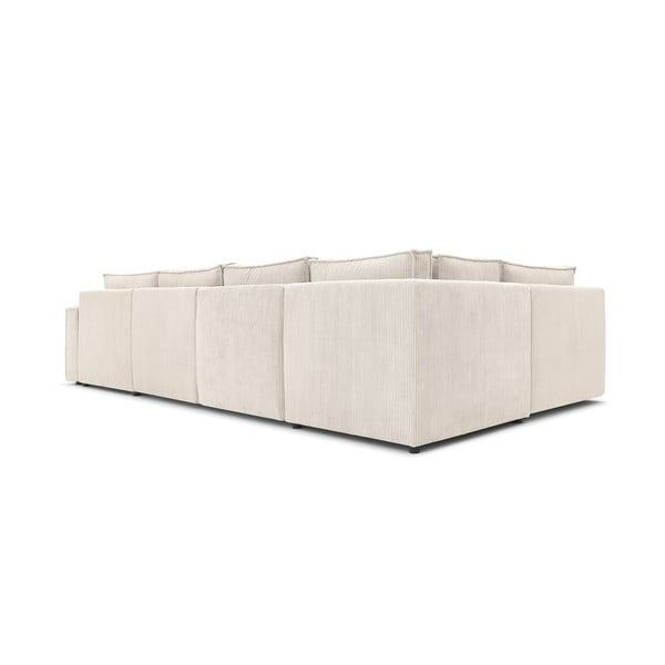 Krémovobiela menčestrová rohová pohovka (ľavý roh/do tvaru "U") Nihad modular – Bobochic Paris-image-4