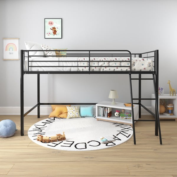 Čierna vyvýšená detská posteľ 90x200 cm Jodie – Støraa-image-1