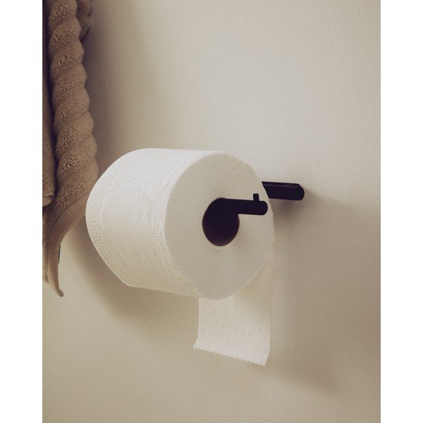 Čierny nástenný držiak na toaletný papier z nehrdzavejúcej ocele Arely – Kave Home-image-1