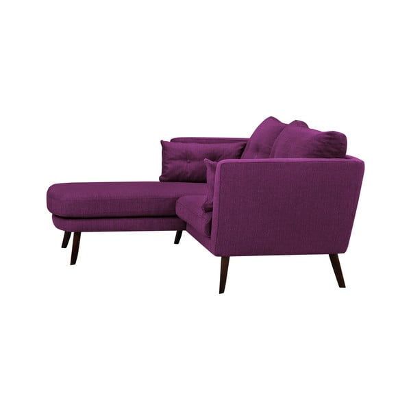 Fialová trojmiestna pohovka Mazzini Sofas Elena, s leňoškou na ľavom rohu-image-2
