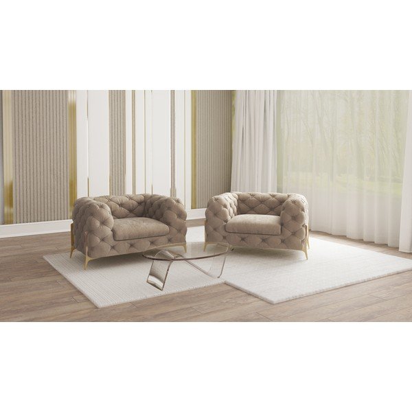 Sivobéžové zamatové kreslo Chelsea Bis – Ropez-image-1