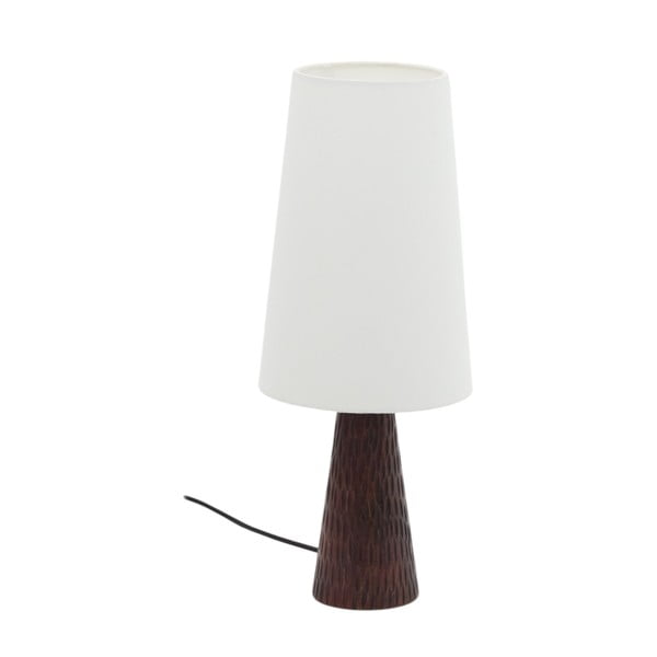 Biela/tmavohnedá stolová lampa s textilným tienidlom (výška 50 cm) Amire – Kave Home