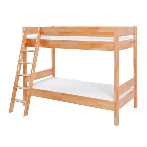 Detská poschodová posteľ z masívneho bukového dreva Mobi furniture Erik, 200 × 90 cm