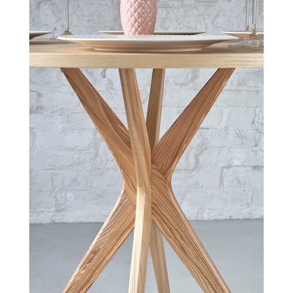 Okrúhly jedálenský stôl s doskou v dekore jaseňového dreva ø 80 cm Jubi – Ragaba-image-3