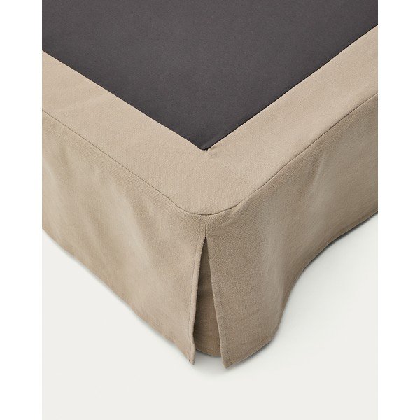 Taupe čalúnená dvojlôžková posteľ bez čela 180x200 cm Jaira – Kave Home-image-2