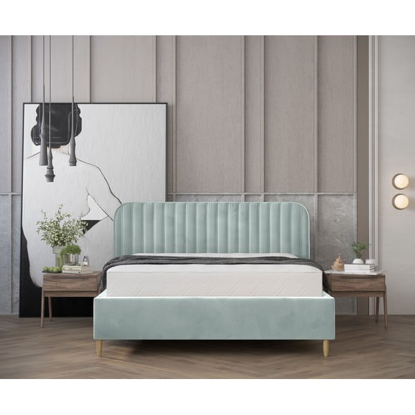 Čalúnená jednolôžková posteľ s úložným priestorom s roštom 120x200 cm v mentolovej farbe Noto – Maison de Rêve-image-4