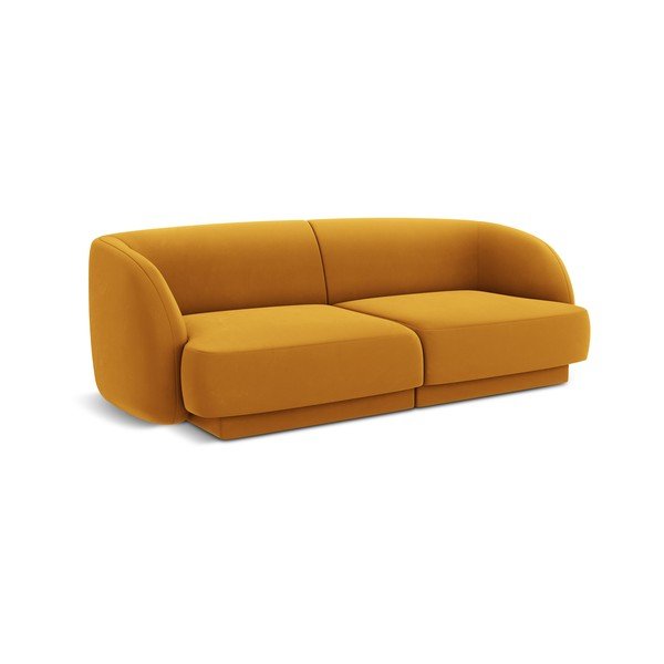 Zamatová pohovka v horčicovej farbe 184 cm Miley – Micadoni Home-image-2