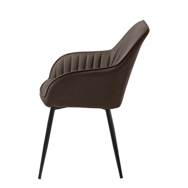 Tmavohnedé čalúnené jedálenské kreslo s podrúčkami Melfort – Unique Furniture-image-2