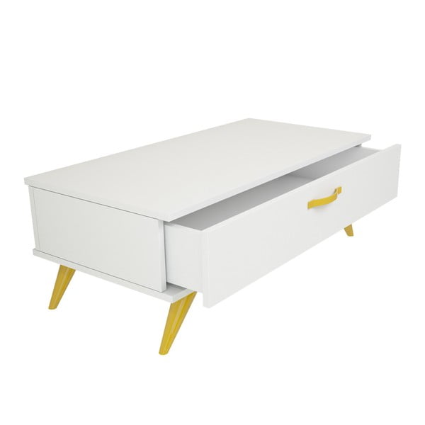 Biely konferenčný stolík so žltými nohami Magenta Home Coulour Series