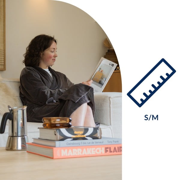 Sivý župan z mikroplyšu veľkosť S/M Elena – Tiseco Home Studio-image-3