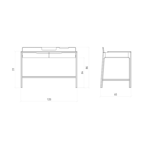 Pracovný stôl z dubového dreva 65x120 cm Twig – The Beds-image-4