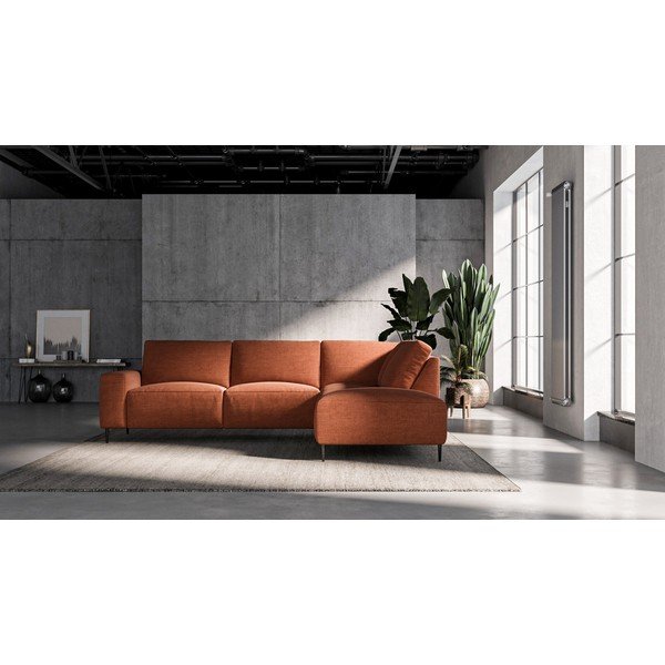 Tmavooranžová rohová pohovka Ghado Tendo, pravý roh-image-1