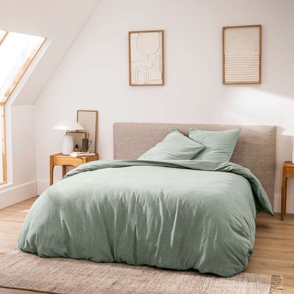 Zelené 3-dielne bavlnené obliečky na dvojlôžko/predĺžené 240x220 cm Meline – douceur d'intérieur