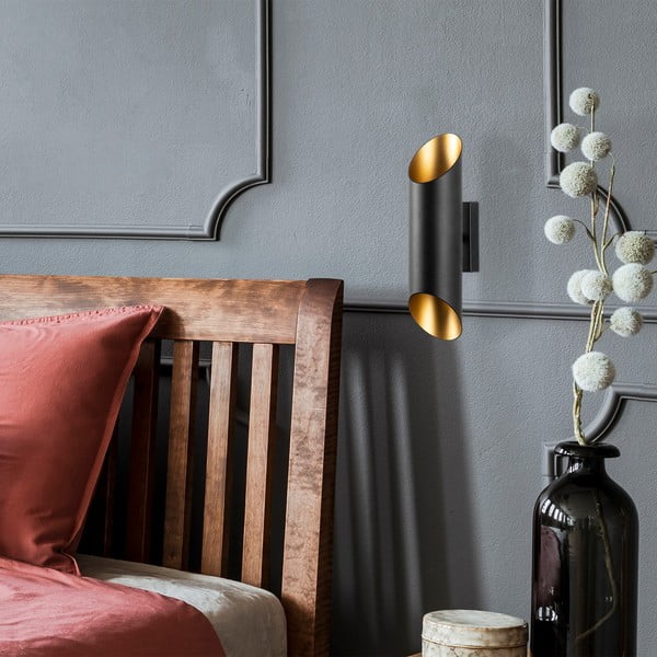 Nástenné svietidlo v čiernej a zlatej farbe ø 8 cm Cut – Opviq lights-image-3