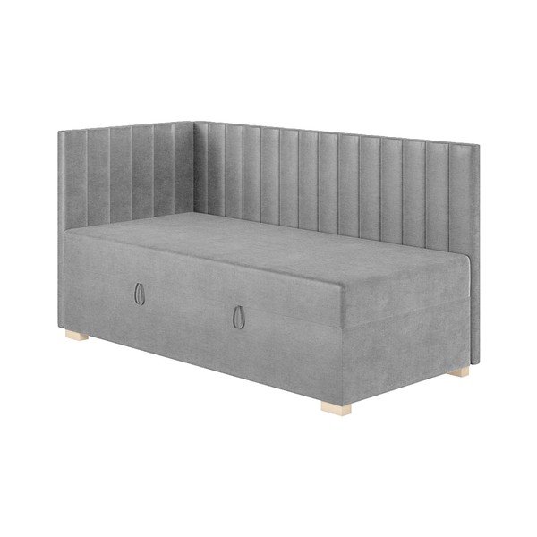 Sivá rohová detská posteľ s úložným priestorom s matracom 90x200 cm Snugi – Ghado-image-3
