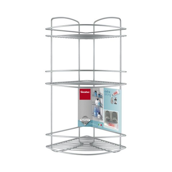 Kúpeľňová trojposchodová rohová polička Metaltex Onda Corner-image-1