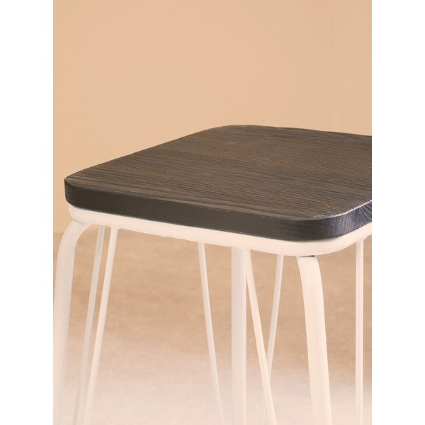 Biela/v tmavo prírodnej farbe stolička z brestového dreva District – Premier Housewares-image-4