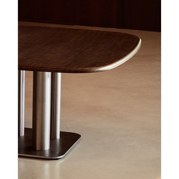 Jedálenský stôl v dekore orecha 150x150 cm Melvar – Kave Home-image-3