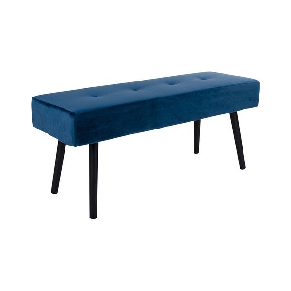 Tmavomodrá čalúnená lavica so zamatovým poťahom House Nordic Skiby, 100 × 35 cm-image-1