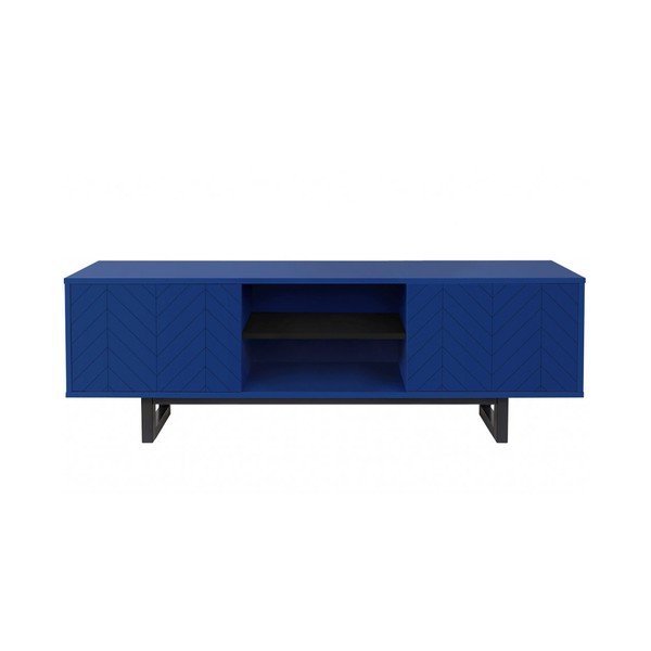 Modrý TV stolík Woodman Camden Herringbone