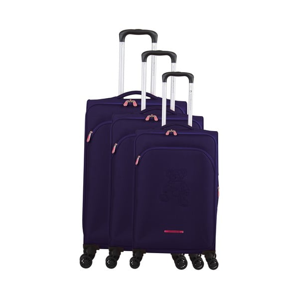 Sada 3 fialových kufrov na 4 kolieskach Lulucastagnette Emilia