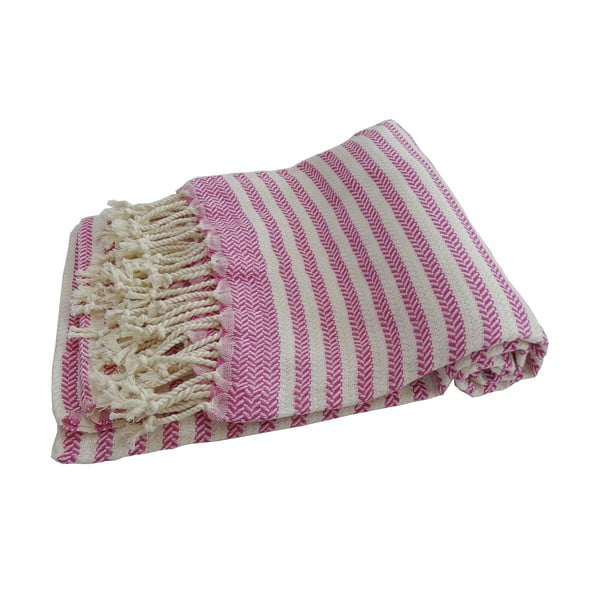 Ružová ručne tkaná osuška z prémiovej bavlny Safir, 100 × 180 cm