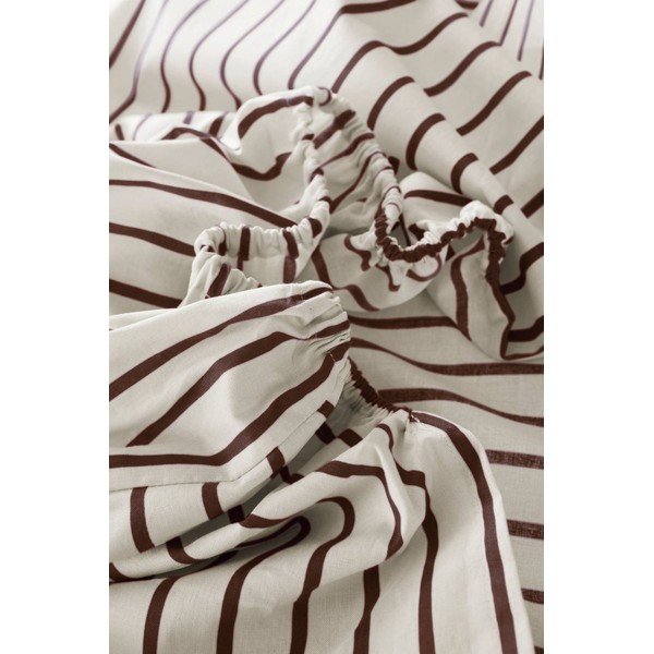 Krémovobiela/tmavohnedá napínacia plachta z bio bavlny 90x200 cm Sima – Jotex