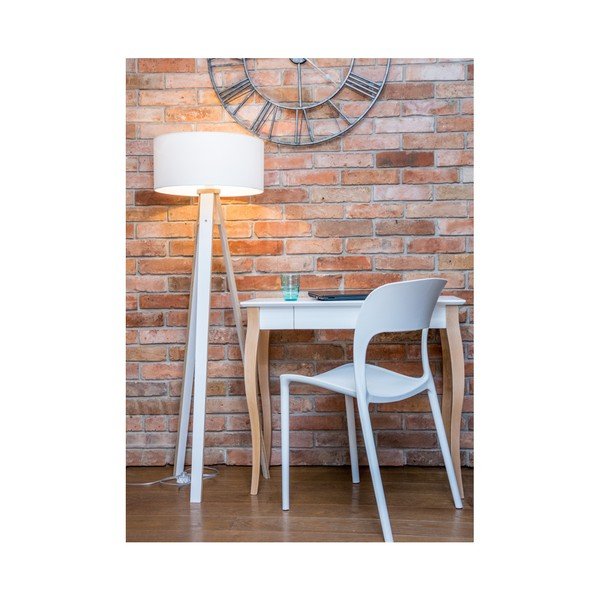 Biela stojacia lampa s bielym tienidlom a žltým káblom Ragaba Wanda-image-2