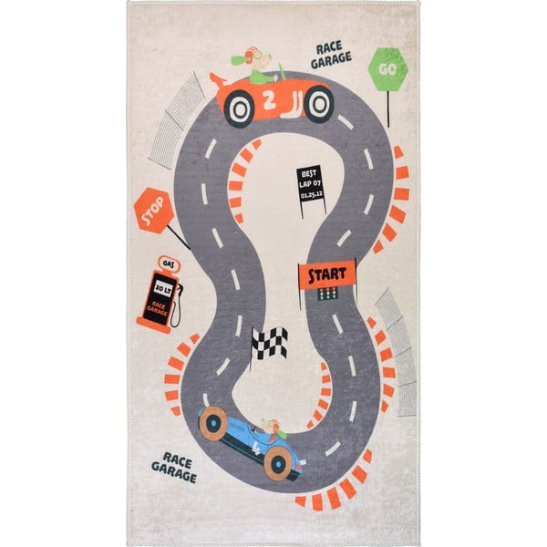 Krémový prateľný detský hrací koberec 160x230 cm Race Garage – Vitaus