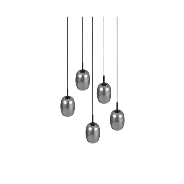 Závesné svietidlo so skleneným tienidlom ø 48 cm v čierno-striebornej farbe Barret – Trio Select-image-1