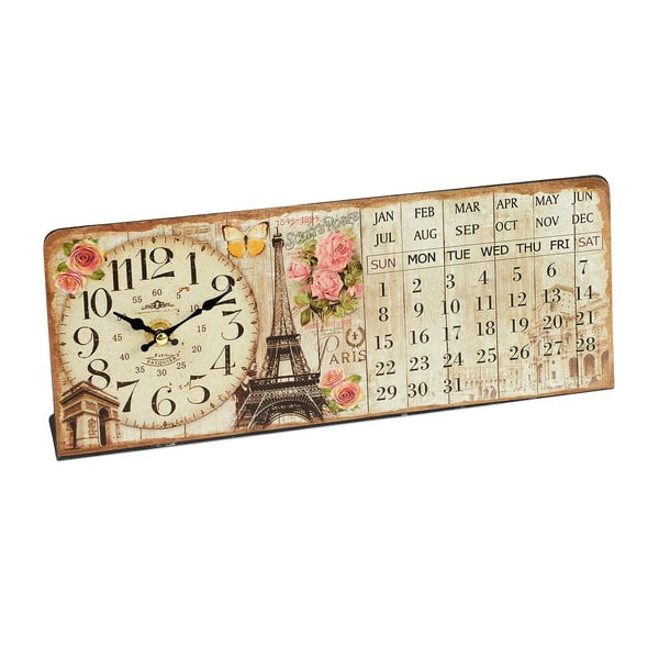 Nástenné hodiny s kalendárom Eiffel, 35x14 cm