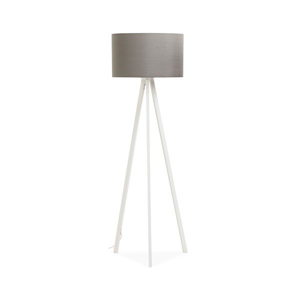 Stojacia lampa s bielou konštrukciou a sivým tienidlom Kokoon Trivet