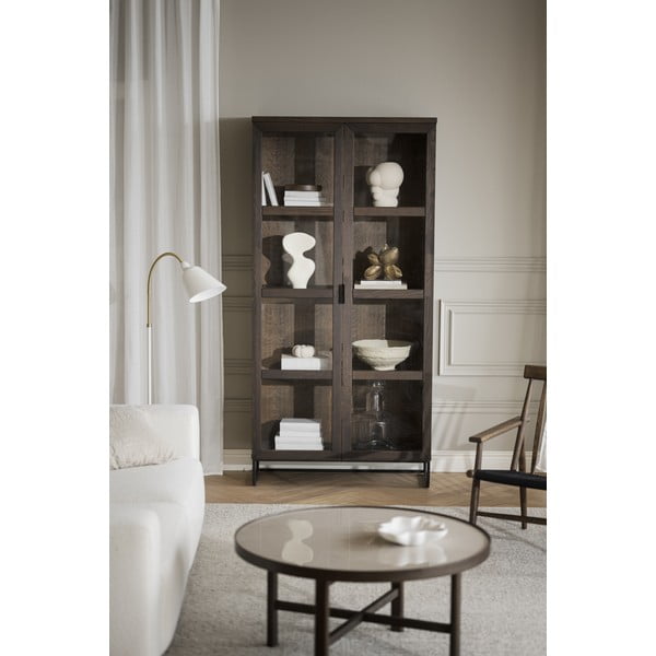 Hnedá vitrína z dubového dreva 95x195 cm Everett – Rowico-image-3