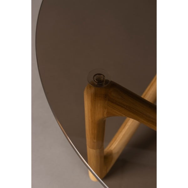 Okrúhly konferenčný stolík so sklenenou doskou v prírodnej farbe ø 80 cm Naia – Dutchbone-image-2
