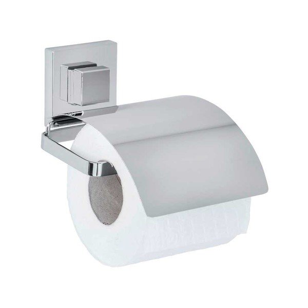 Samodržiaca plastová súprava doplnkov do kúpeľne v lesklo striebornej farbe Quadro – Wenko-image-4