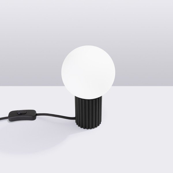 Čierna stolová lampa so skleneným tienidlom (výška  19 cm) Orbital – Sollux-image-2