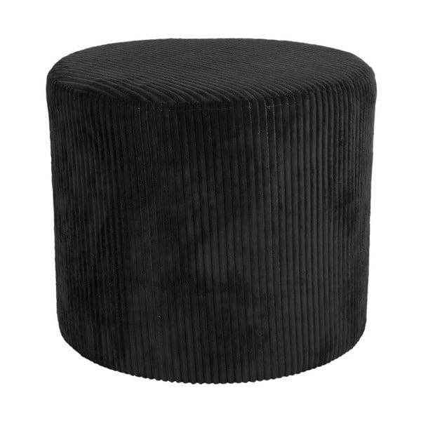 Čierny menčestrový puf Leitmotiv Glam, ⌀ 47 cm