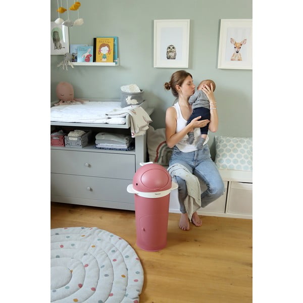 Tmavoružový plastový odpadkový kôš na plienky 25 l Whale – Kindsgut-image-3