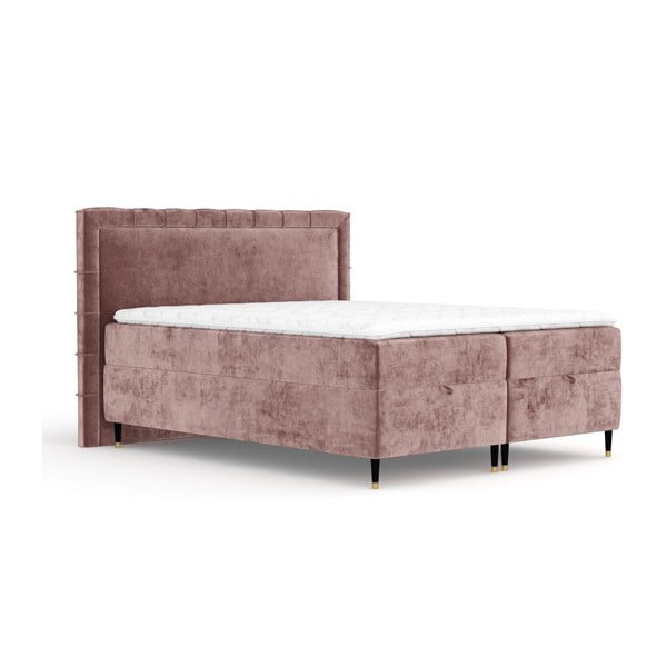 Ružová boxspring posteľ s úložným priestorom 160x200 cm Voyage – Maison de Rêve