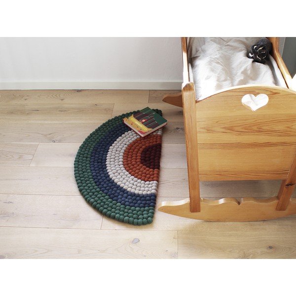 Detský guľôčkový vlnený koberec Wooldot Ball rugs Rainbow Green-image-3