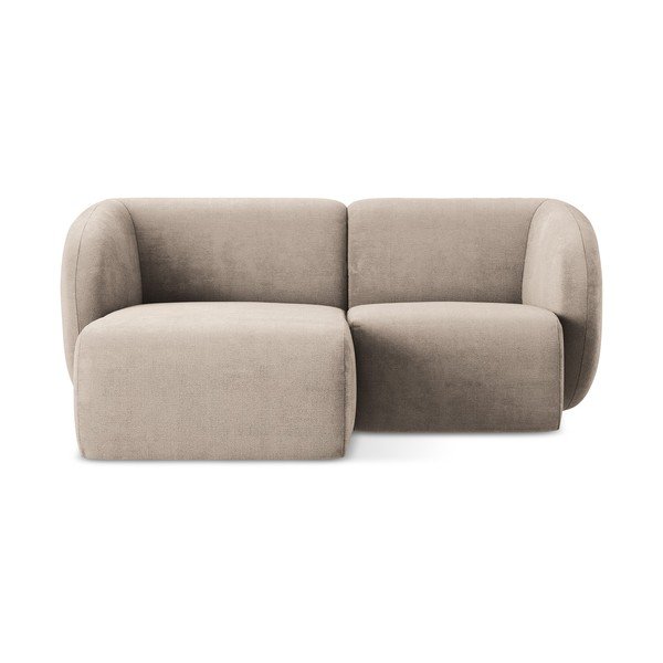 Svetlohnedá ženilková rohová pohovka (ľavý roh/s leňoškou) Lani – Makamii