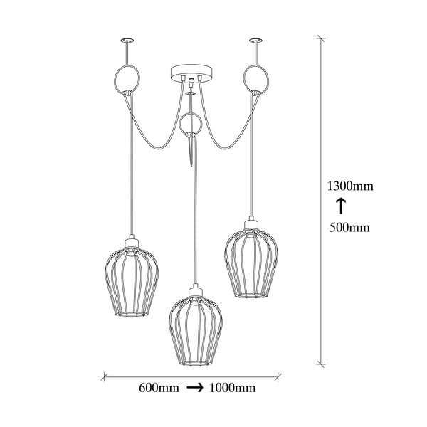 Čierne závesné svietidlo pre 3 žiarovky Opviq lights Tel Chain-image-3