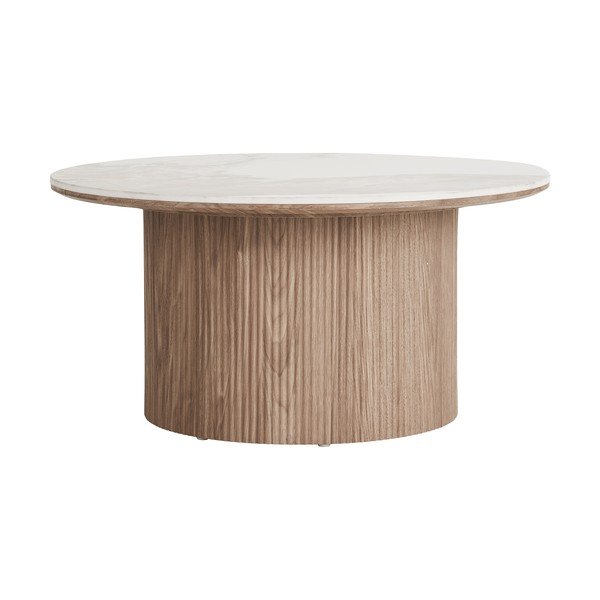 Béžový/v prírodnej farbe okrúhly konferenčný stolík s doskou v dekore mramoru ø 80 cm Athens – House Nordic-image-4