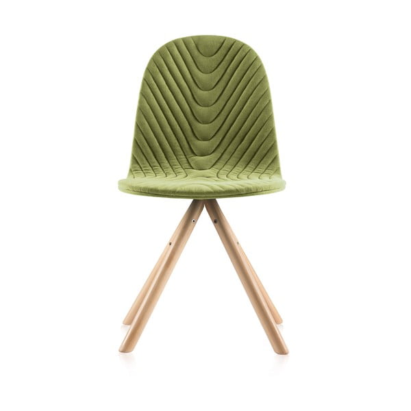 Svetlozelená stolička s prírodnými nohami IKER Mannequin Wave