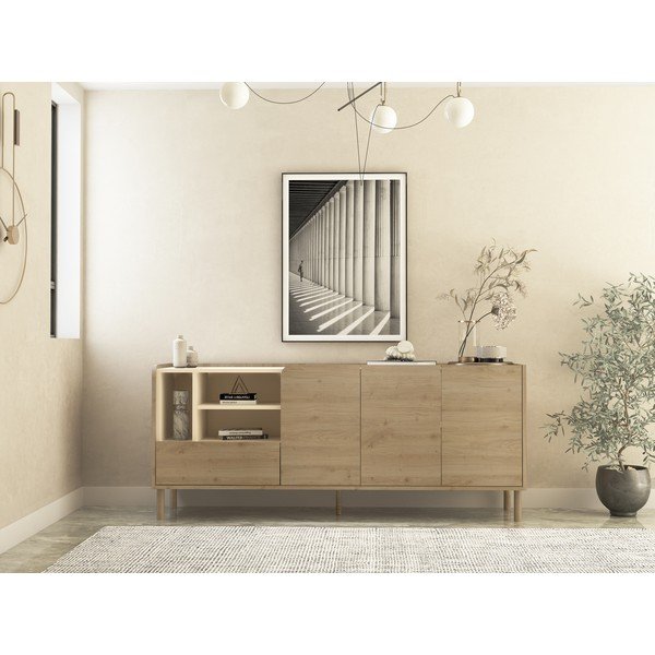 Komoda v dekore duba v prírodnej farbe 180x75,5x44 cm Monza – Marckeric-image-1