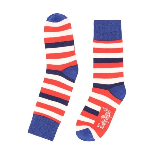 Červeno-modré ponožky Funky Steps Stripes, veľ. 35-39