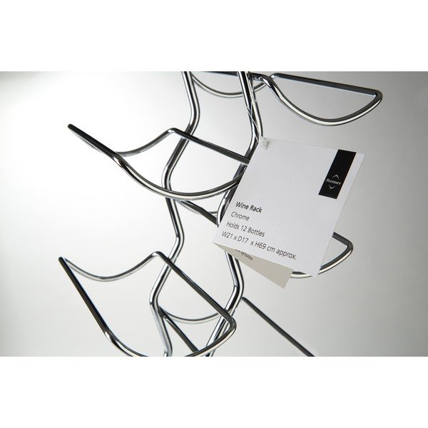 Kovový regál na víno v striebornej farbe počet fliaš 12 Jaxen – Premier Housewares-image-4