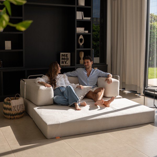 Béžová rozkladacia pohovka z textílie buklé 180 cm Bloom – TemaHome-image-4