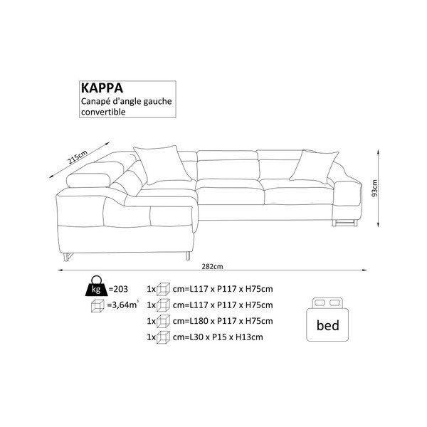 Čierna rohová rozkladacia pohovka Windsor & Co. Sofas Kappa, ľavý roh-image-3